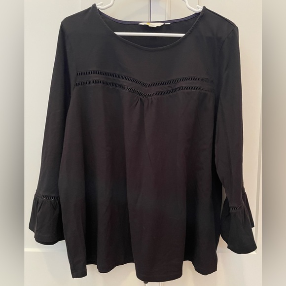 Boden Tops - Boden black tee with long bell sleeves and small cut out detail size 16